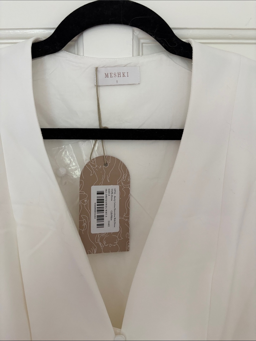 Meshki White Deep V Fit-and-Flare Dress - Picture 2 of 5